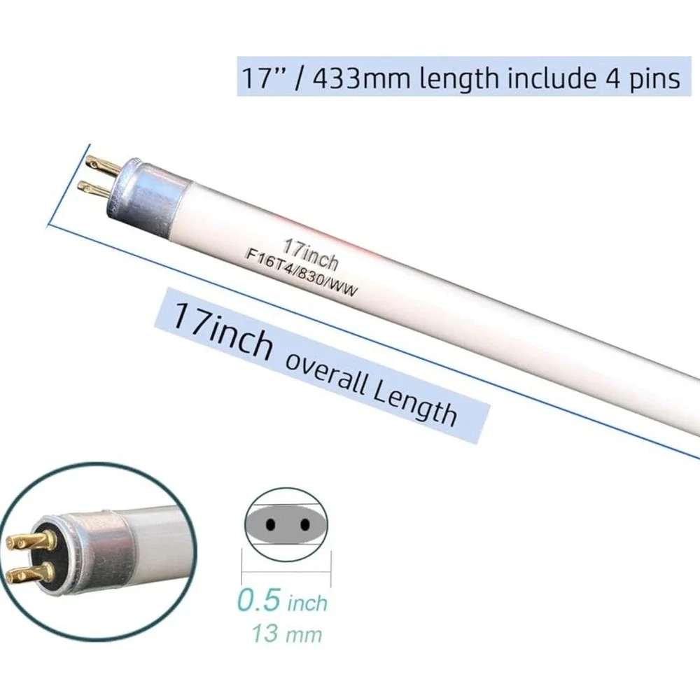 3 Pack 17 Inch F17T4 830 WW Fluorescent Light Bulbs Warm White 800 Lumen 80 CRI